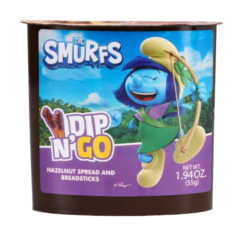 Smurfs Dip N' Go Hazelnut Spread And Breadsticks.