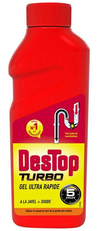 Destop - Déboucheur turbo javel et soude gel ultra rapide (500ml)