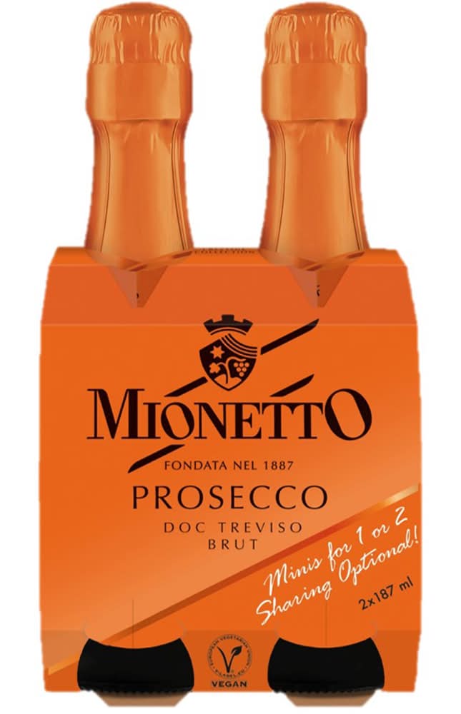 Mionetto Doc Treviso Brut Prosecco Wine (2 x 187 ml)