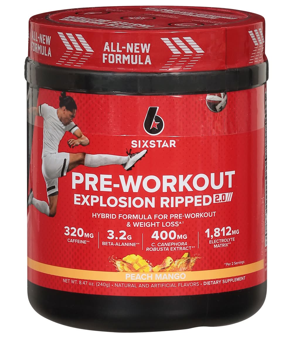 SixStar Pre-Workout Explosion Ripped 2.0, Pine Apple (8.47 oz)