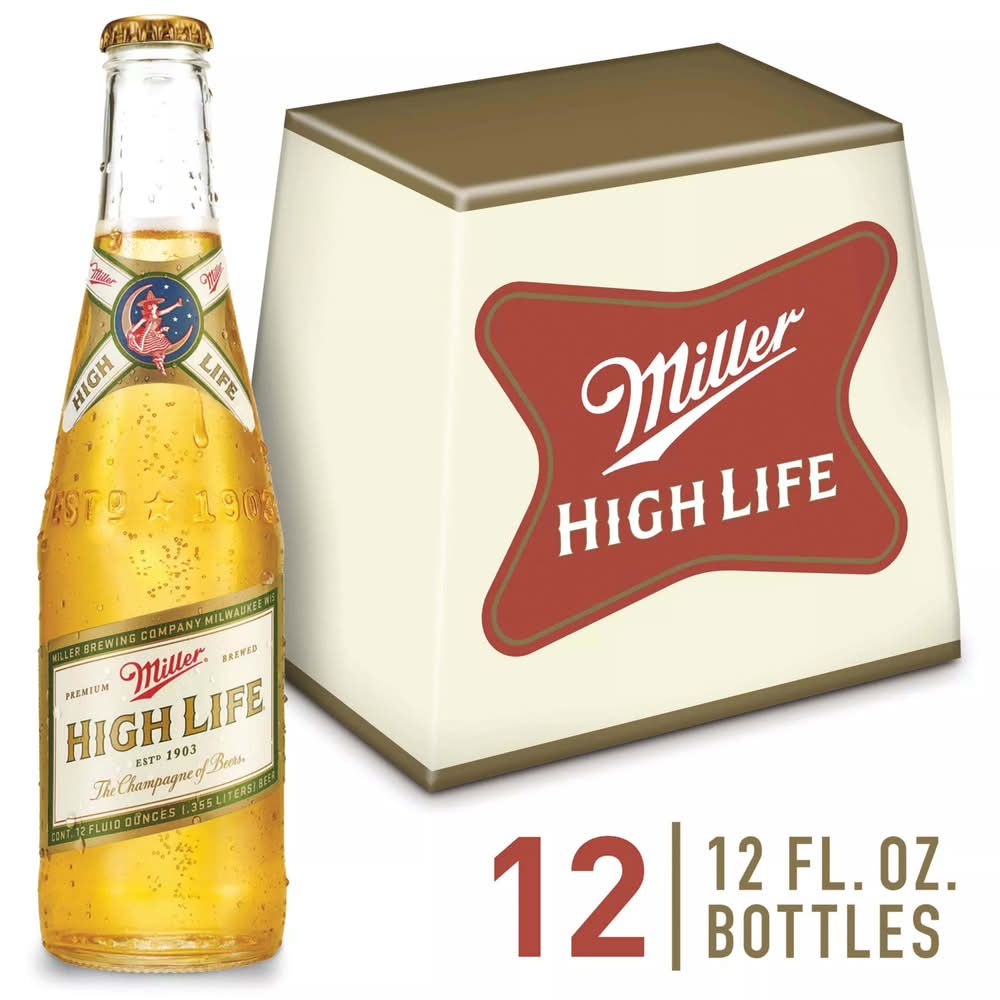 Miller High Life American Style Lager Beer (12 x 12 fl oz)