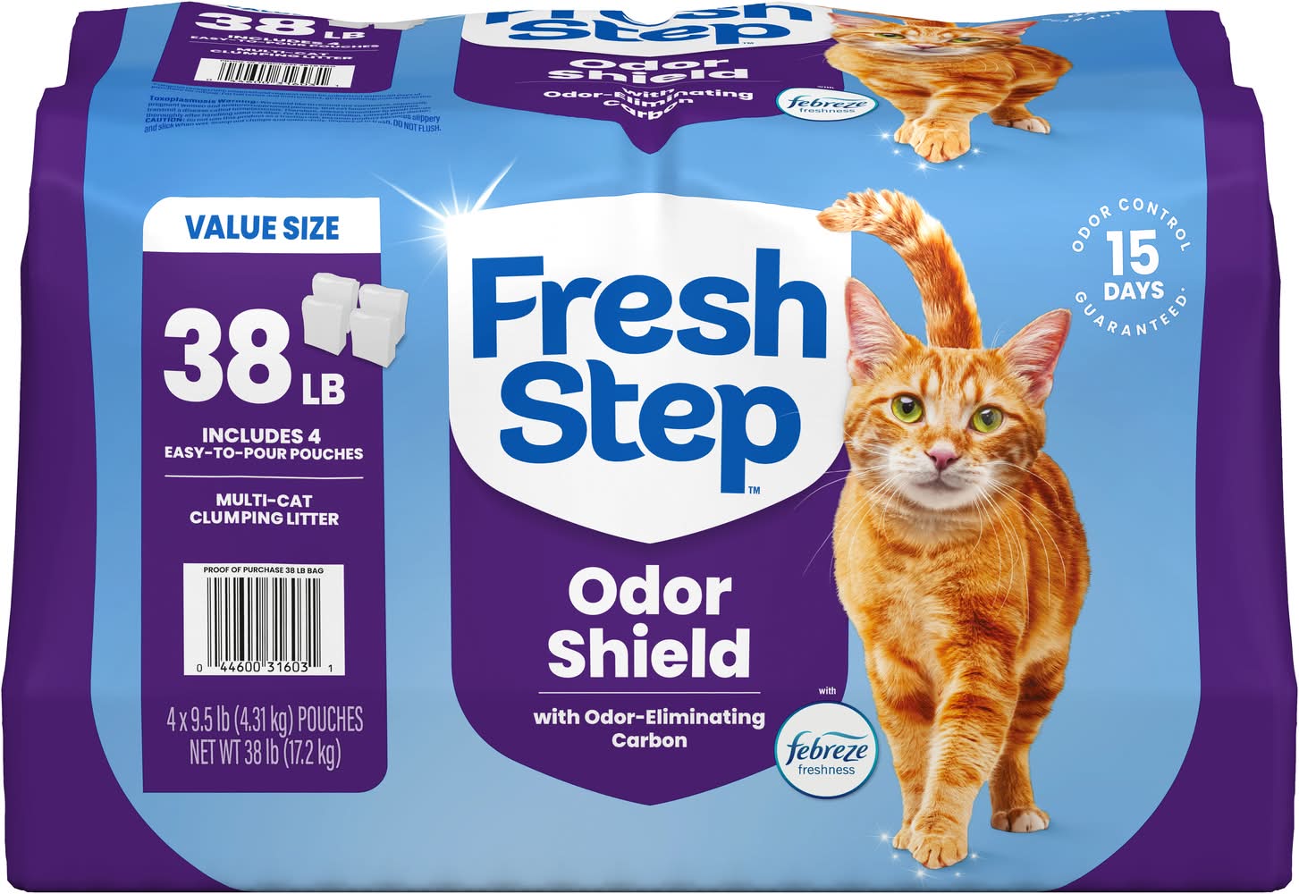 Fresh Step Odor Shield Eliminating Carbon Cat Clumping Litter Value Size (4 x 9.5 lbs)
