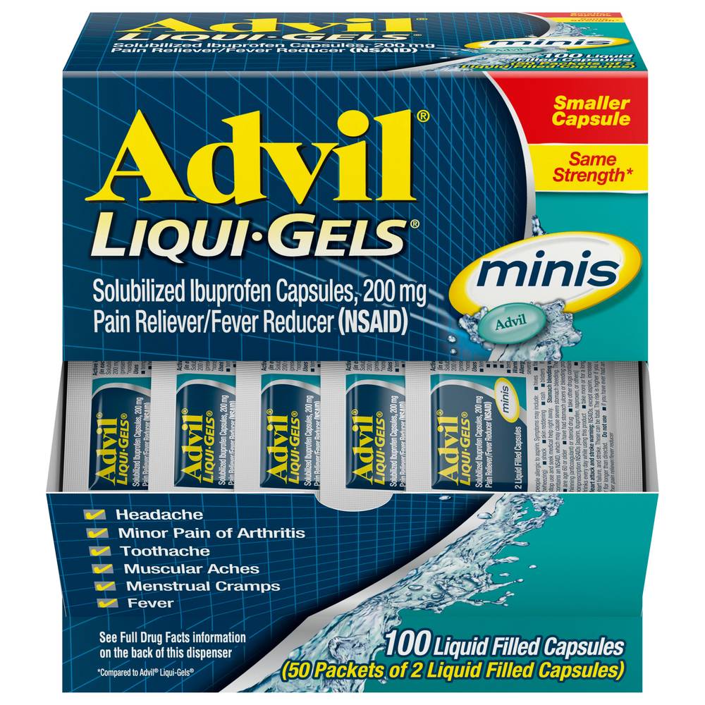 Advil 200 Mg Liqui-Gels Minis Pain Reliever and Fever Reducer (100 ct)