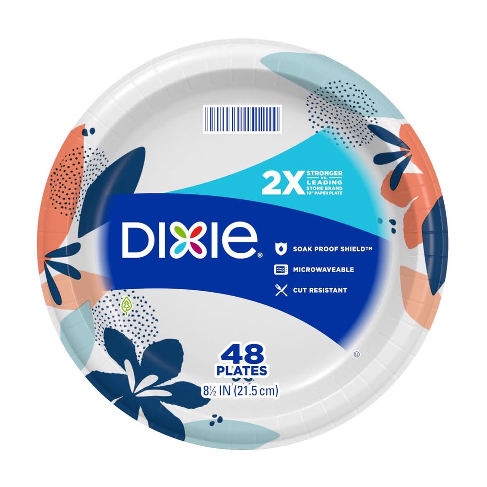 Dixie Multicolored Paper Flowers Bloom Dinner Plate 8-1/2 In. D 48 Pk
