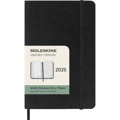 Moleskine 2025 Weekly/Monthly Planner 3.5"x5.5" Pocket Softcover Black: Acid-Free Paper, Elastic Closure, Ribbon Marker