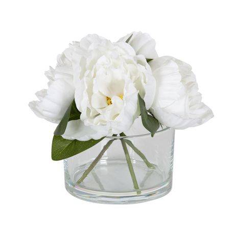 Home Trends Pascal Faux Peonies in Glass Vase