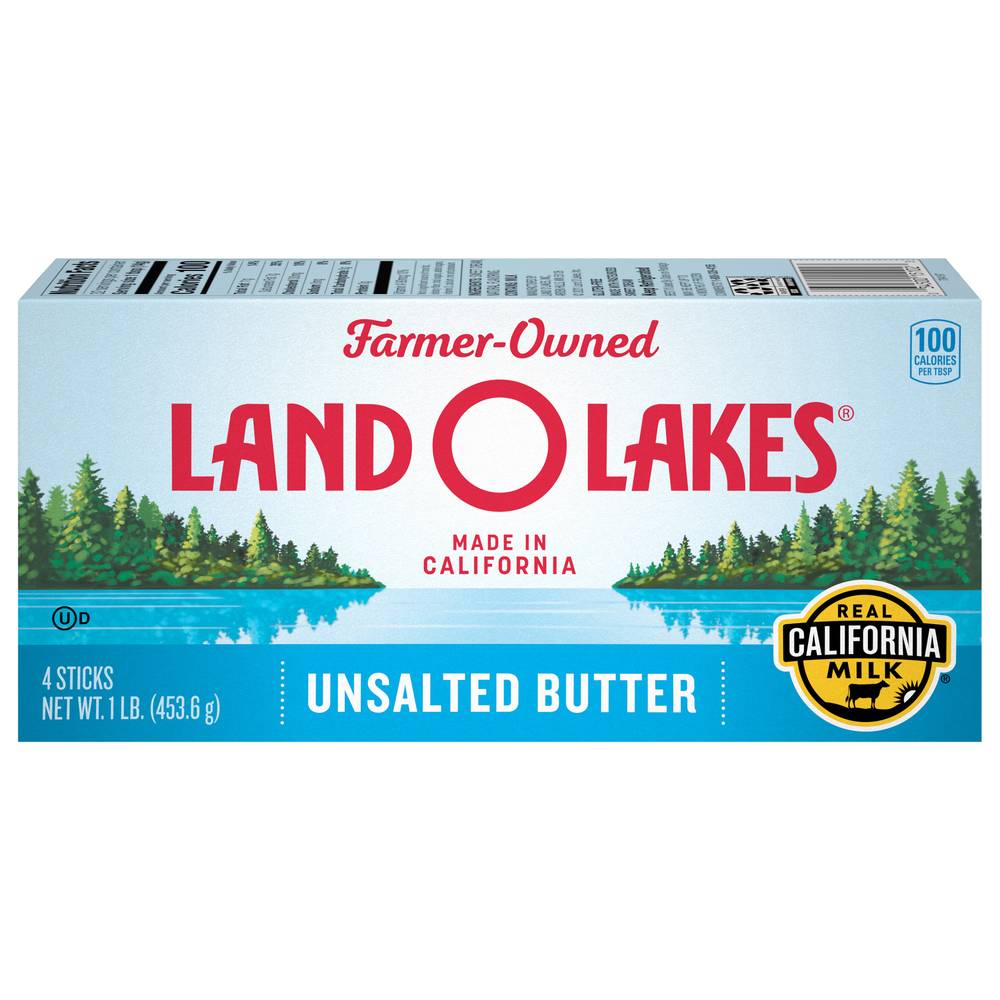 Land O'Lakes Farmer Owned Unsalted Butter Sticks (16 oz, 4 ct)