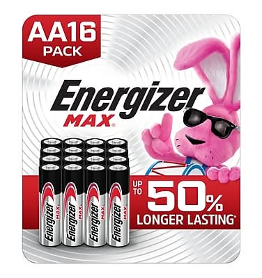 Energizer MAX AA Alkaline Batteries, 16/Pack (E91PFP-16)