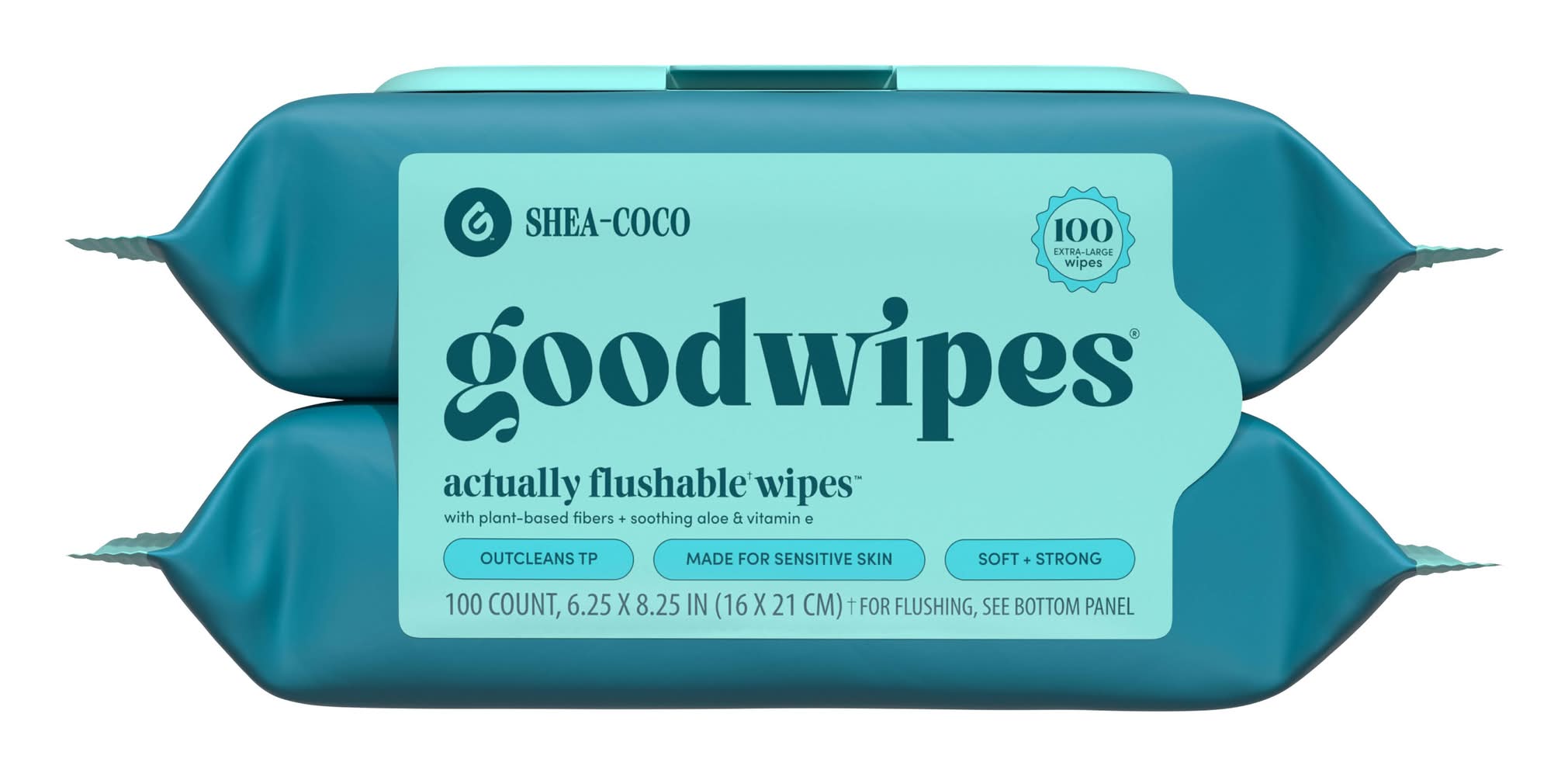 Goodwipes Flushable Personal Wipes, Shea-Coco, 6.25x8.25 in (2 x 50 ct)