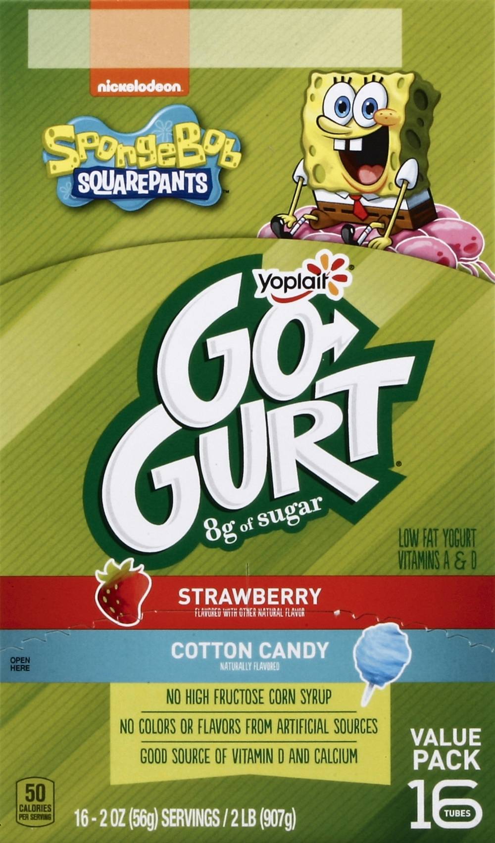 Go-Gurt Splash & Cool Yogurt, Strawberry-Cotton Candy (32 oz, 16 ct)