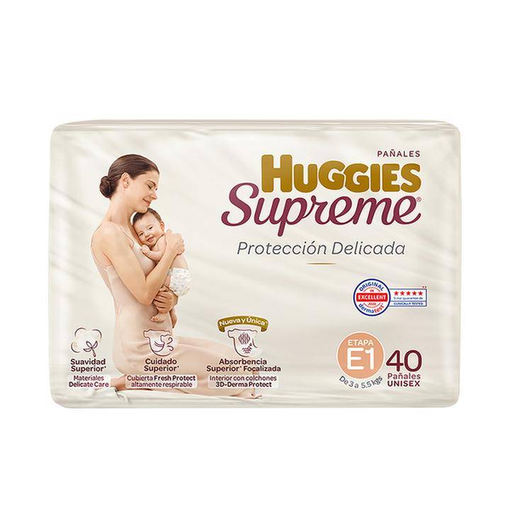 Huggies pañales supreme protección delicada (unisex/etapa 1) (40 un)