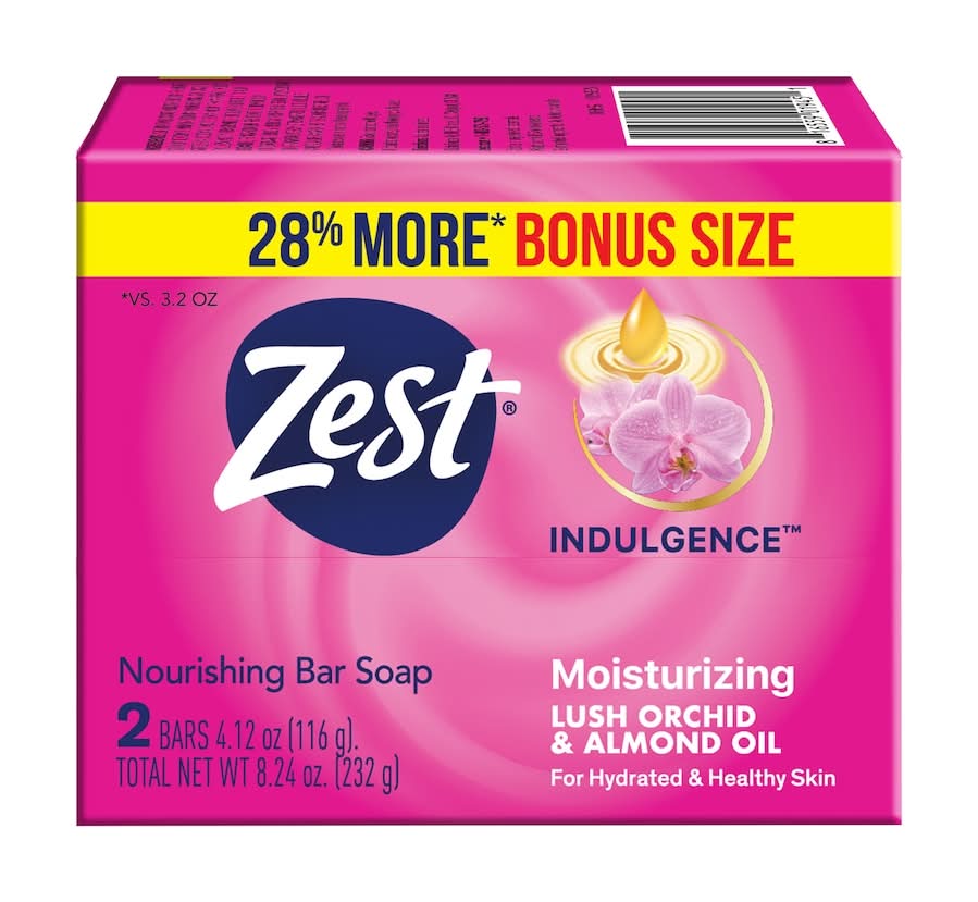 Zest Indulgence Nourishing Moisturizing Bar Soap, Lush Orchid-Almond Oil (2 x 4.12 oz)