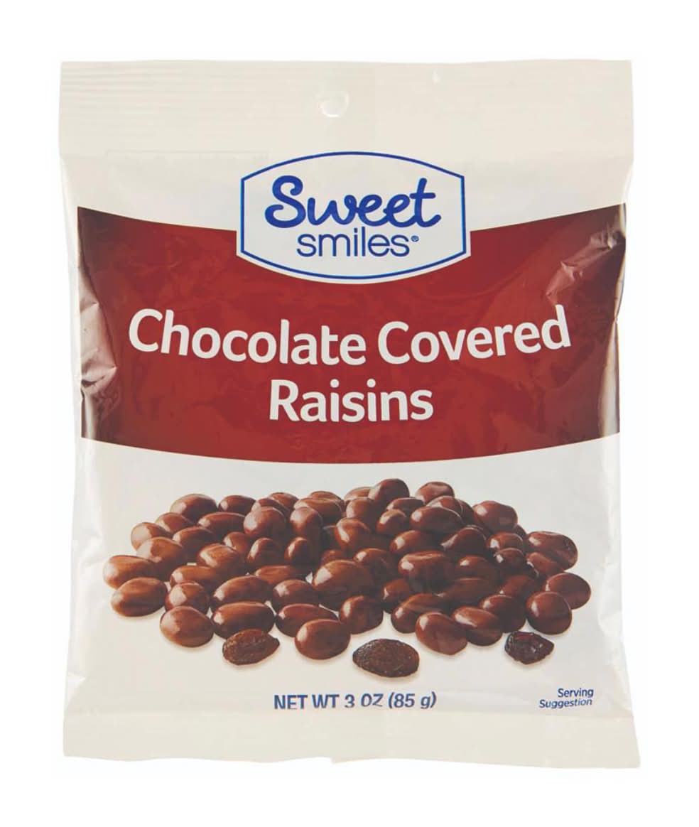 Sweet Smiles Chocolate Covered Raisins 3 Oz