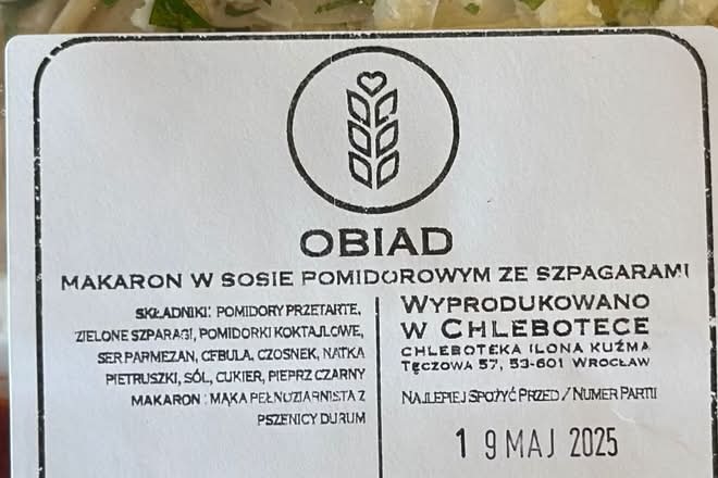 Obiad makaron ze szparagami