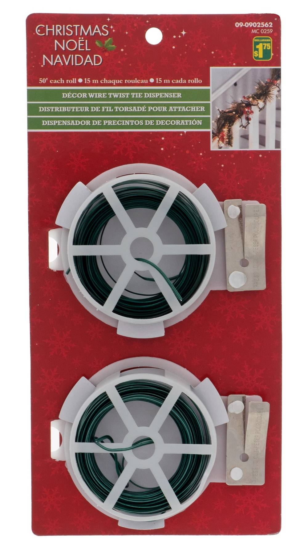 Dollarama Christmas Decor Wire Twist Tie Dispenser, 15 m (2 ct)