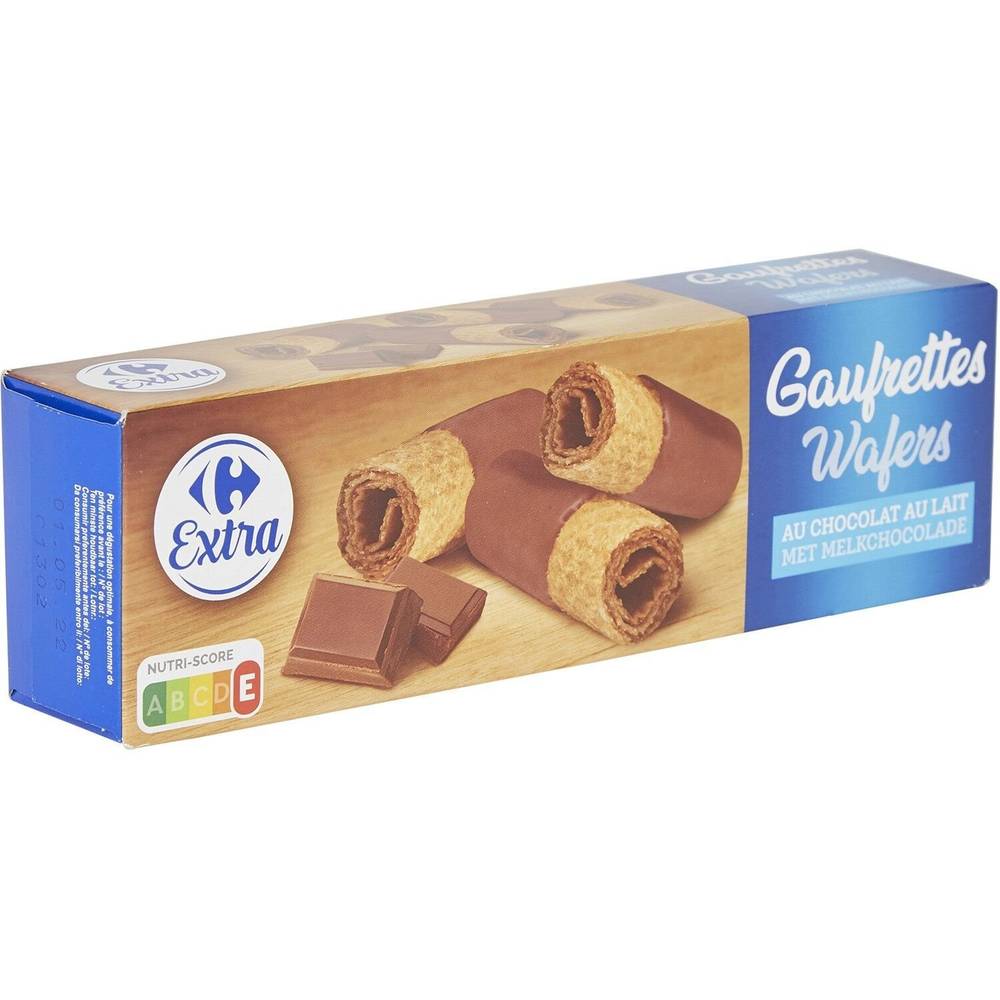 Gaufrettes chocolat au lait CARREFOUR EXTRA - le paquet de 125g