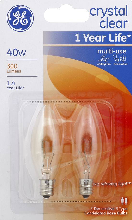 Ge 40w Crystal Clear Multi-Use Light Bulbs (2 ct)