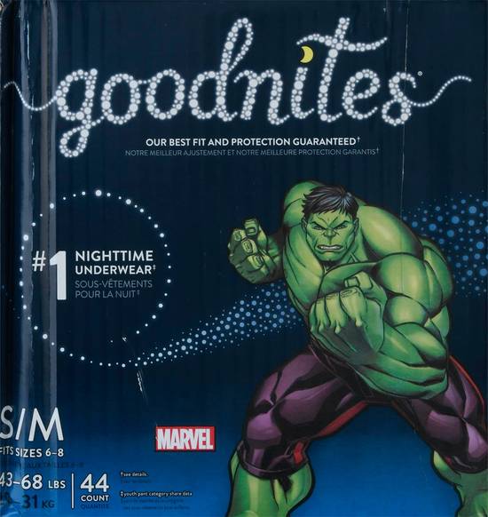 Goodnites Small/Medium Marvel the Hulk Boys Nighttime Underwear (44 ct)