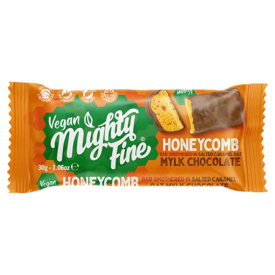 Mighty Fine Vegan Honeycomb Bar Smothered in Salted Caramel Oat Mylk Chocolate 30g
