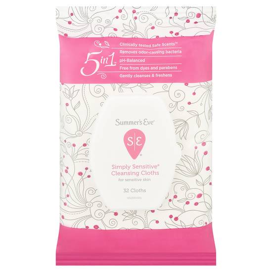 Summer's Eve 5 in 1 Simply Sensitive Cleansing Cloths (32 ct)