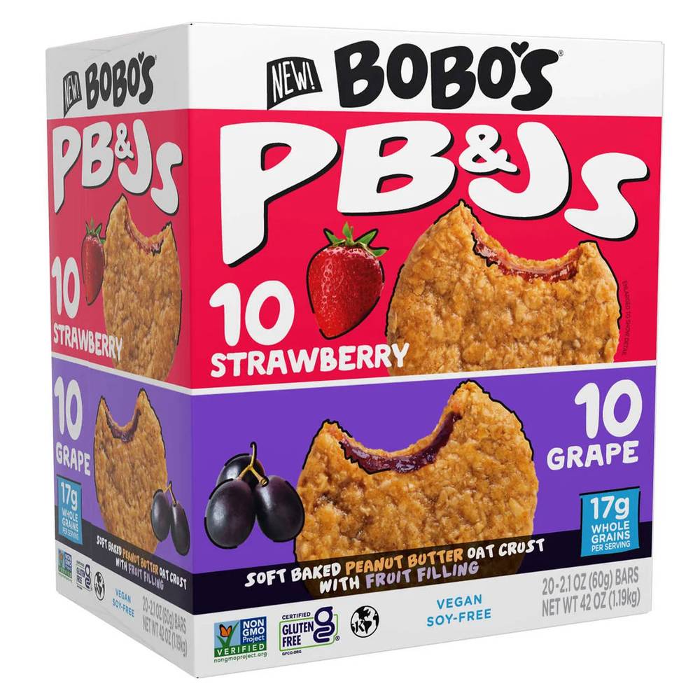 Bobo's Oat Sandwich Bar, Grape-Strawberry (2.1 oz, 20 ct)