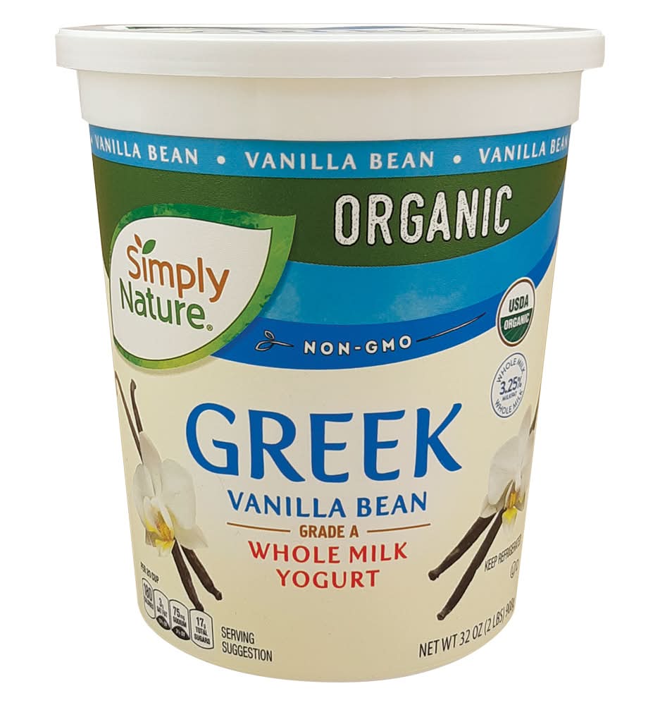 Simply Nature Organic Whole Milk Greek Yogurt, Vanilla Bean (32 oz)