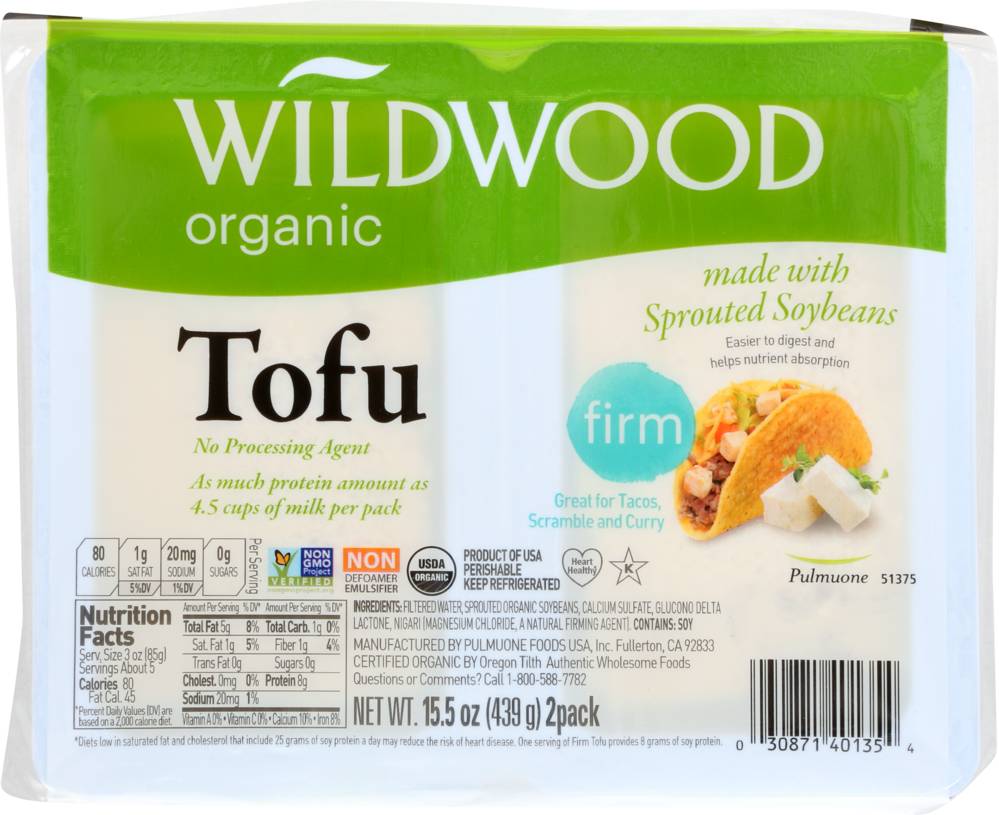 Wildwood Organic Firm Tofu (15.5 oz, 2 ct)