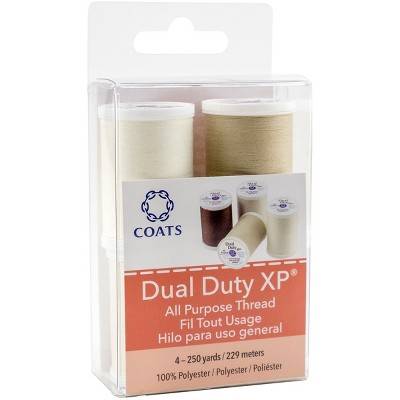 Coats Dual Duty XP All Purpose Thread 250yd Spools-4/Pkg Dark Brown, Natural, Pearl & Tan