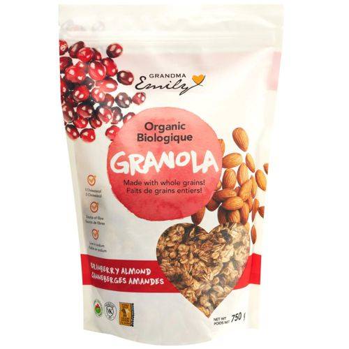 GRANDMA EMILY · Organic cranberry almond granola - Granola amande canneberge bio (750 g - 750g)