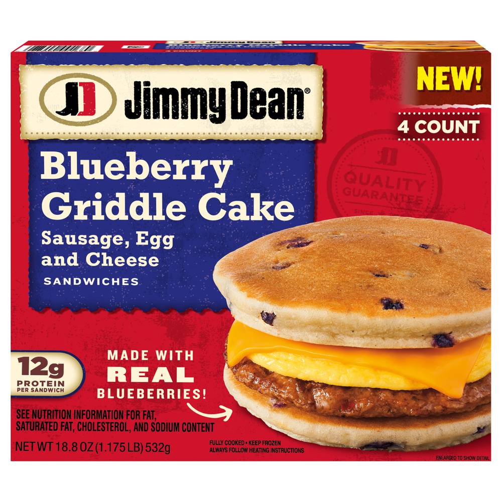 Jimmy Dean Griddle Cake Sandwiches, Blueberry (18.8 oz, 4 ct)