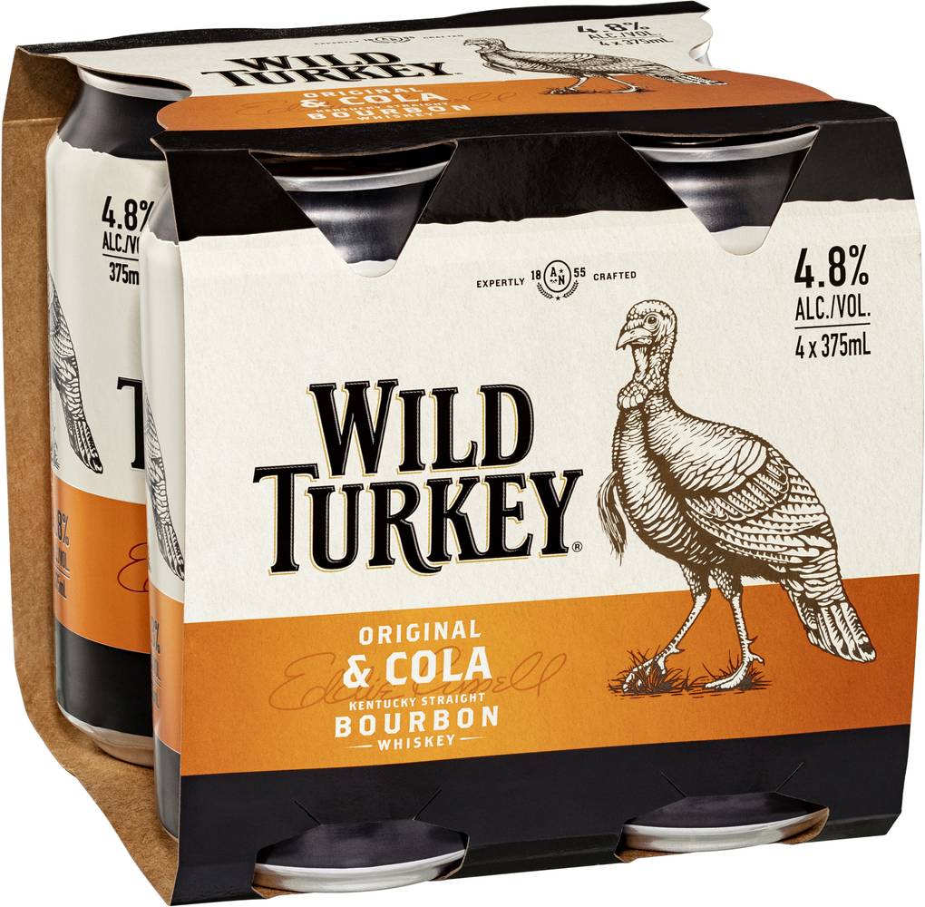 Wild Turkey & Cola Can 375mL X 4 pack