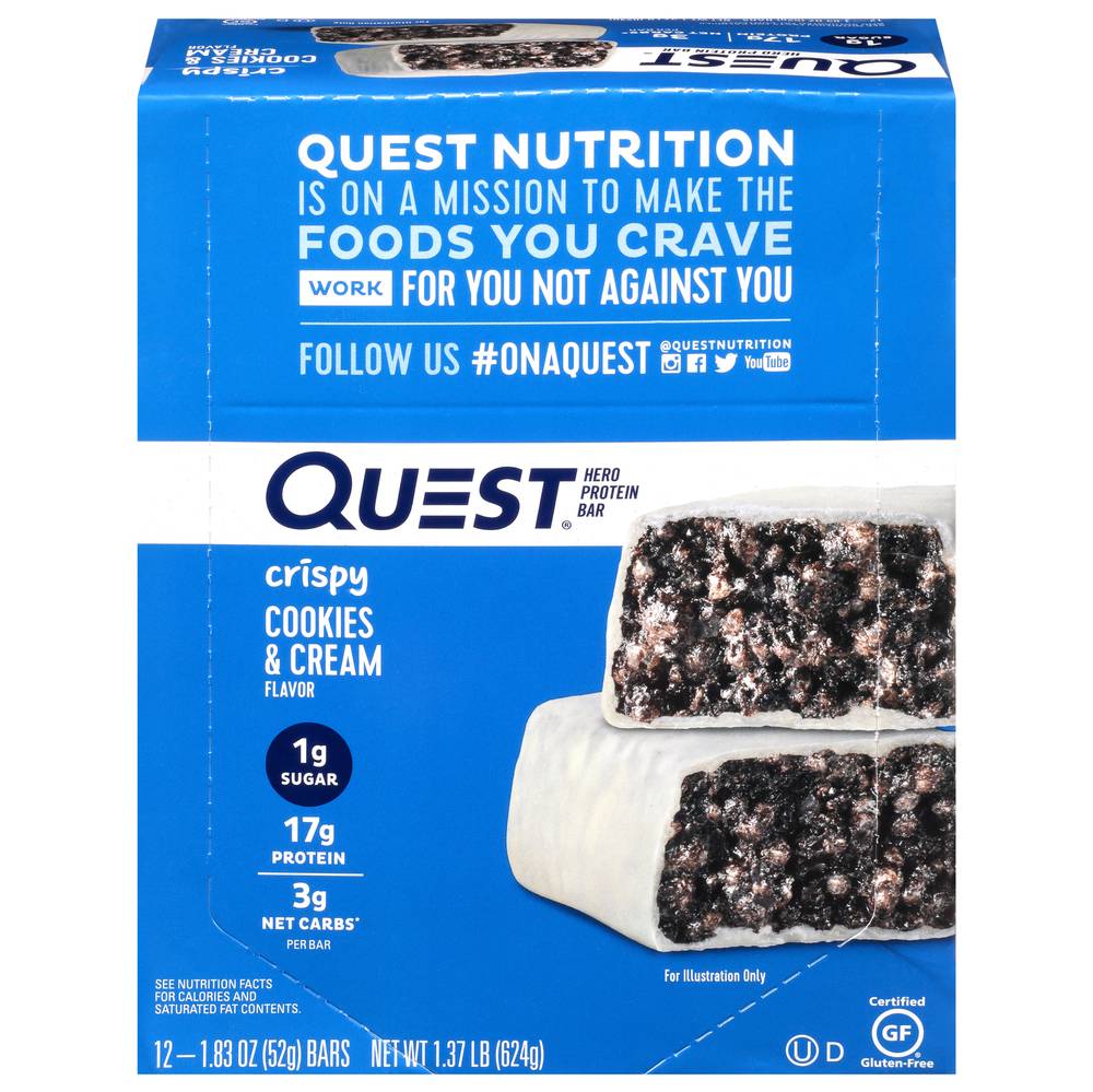 Quest Crispy Cookies & Cream Flavor Hero Protein Bar (12 ct)