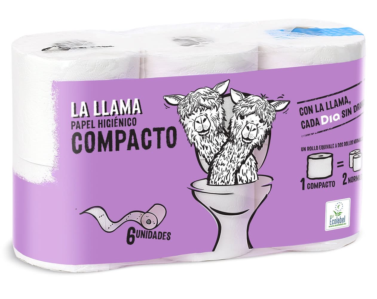 Papel Higiénico Compacto Doble Rollo La Llama Dia Bolsa 6 Unidades