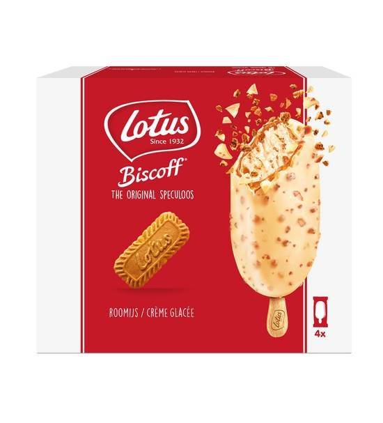 Lotus biscoff glace bâtonnets - chocolat blanc - 284g (4x90ml)