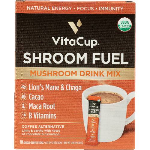 Vitacup Organic Shroom Fuel Mushroom Drink Mix Coffee Alternative 10 Count