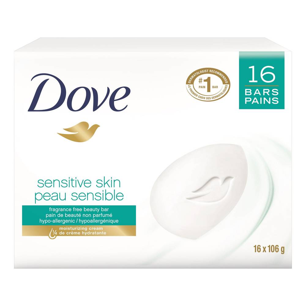 Pain De Savon Dove Pour Peau Sensible , 16 X 106 G