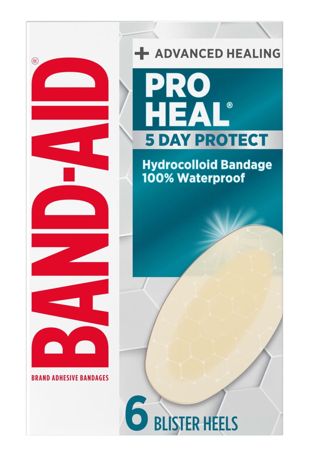 Band-Aid Pro Heal Hydrocolloid Blister Gel Bandages For Advanced Healing, 1.1x2.1 in (6 ct)