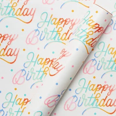 Spritz Rainbow Birthday Wrapping Paper, 20 sq ft