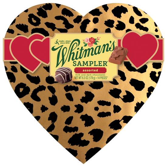 Whitman's Cheetah Heart Assorted Milk & Dark Chocolate Gift Box