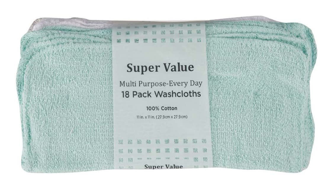 Super Value Multi-Purpose Every Day Washcloths, 11x11 in, Assorted (18 ct)