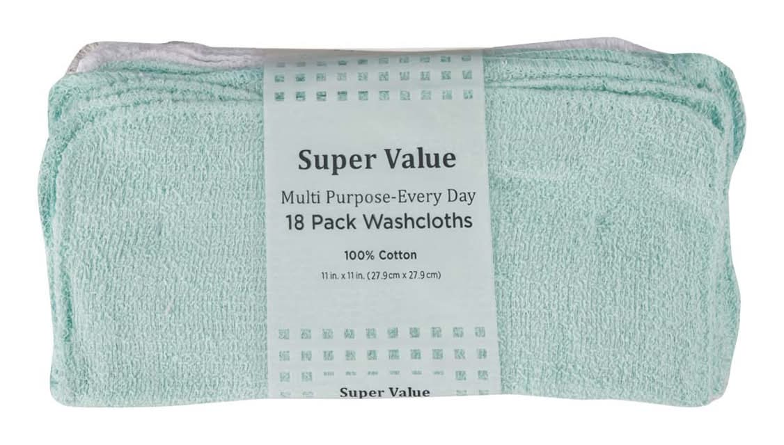 Super Value Multi-Purpose Every Day Washcloths, 11x11 in, Assorted (18 ct)