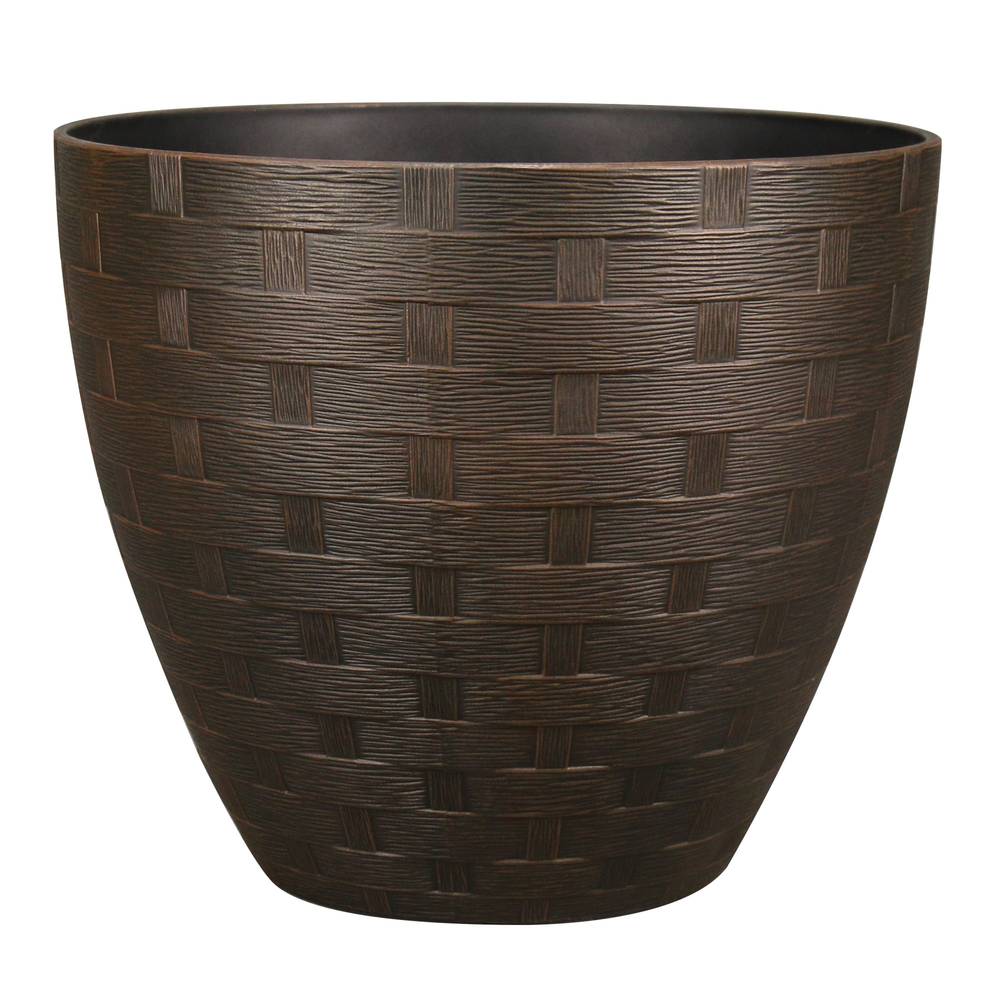 allen + roth Cone 15.4-in W x 13.68-in H Brown Resin Contemporary/Modern Indoor/Outdoor Planter | PLC3016TNC