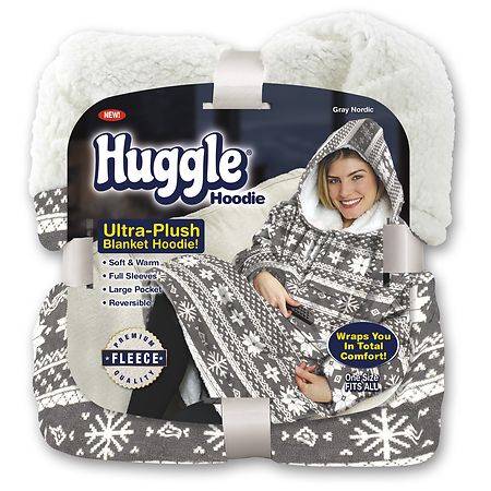 Huggle Hoodie Ultra Plush Blanket Hoodie - 1.0 ea (Color: Gray Nordic)