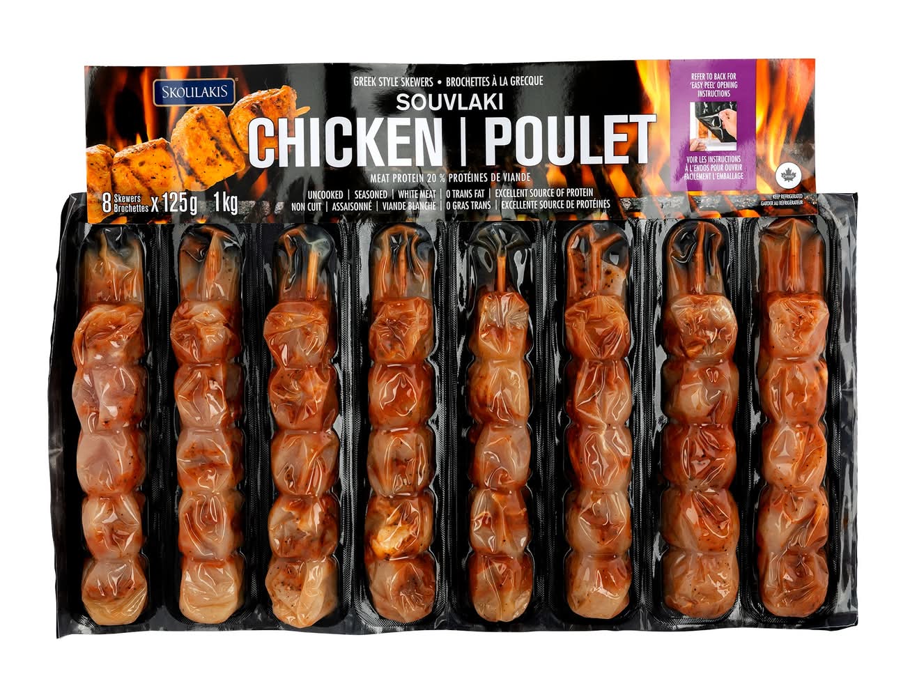 Skoulakis - Souvlakis À La Grecque Poulet, 8 × 125 G / Skoulakis Greek Chicken Souvlaki, 8 × 125 G