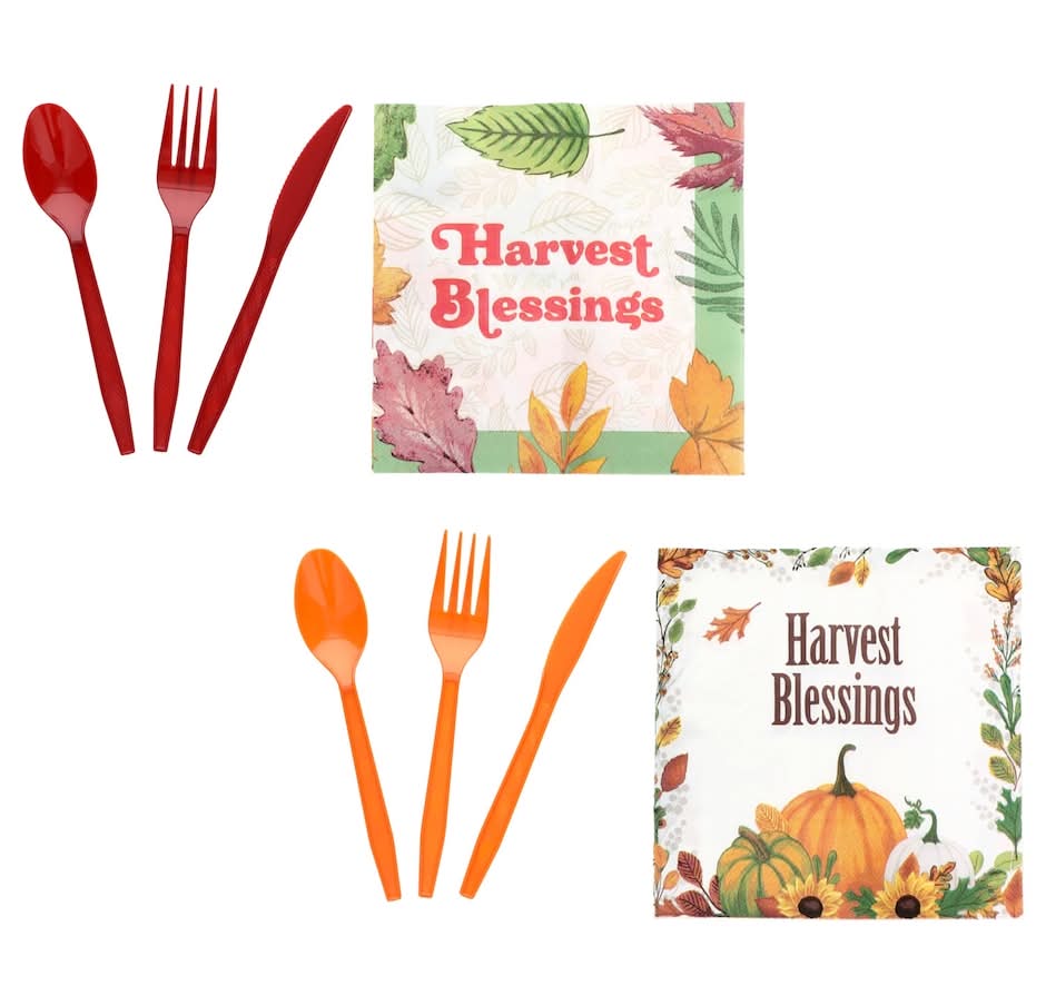 Seasonal Collection Harvest Theme Cutlery Set, Assorted Colors, 16-pc Pack.