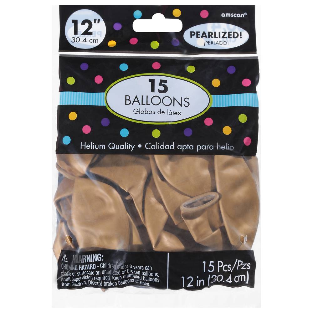 Party City Uninflated Balloons, 12 In, Gold (15 ct)