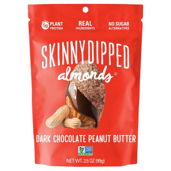 SkinnyDipped Dark Chocolate Peanut Butter Almonds 3.5oz