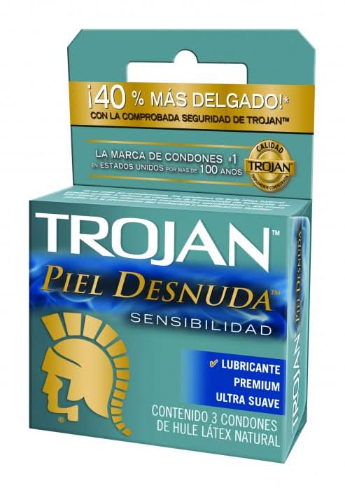 Trojan · Piel desnuda condones de látex natural sensibilidad, Ultra Delgado (3 un)