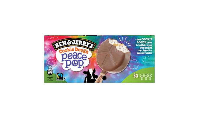 Ben & Jerry's Cookie Dough Peace Pop Ice Cream Lolly 3 x 80 ML