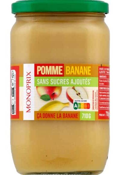 Monoprix - Dessert pomme et banane sans sucres ajoutés (710g)